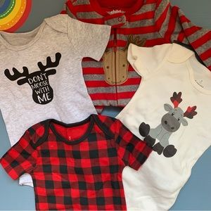 NWOT Moose Bundle The Peanutshell Bodysuits and Carter’s Footie Pajamas